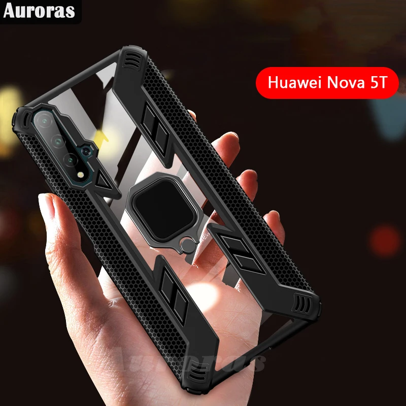 Защитный чехол Auroras для HUAWEI Nova 5T противоударный с магнитным кольцом пальцев Huawei