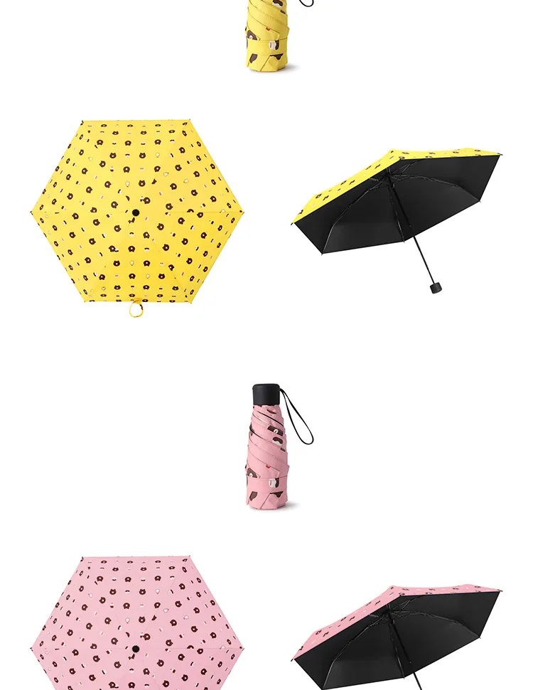 Креативный Пятикратный зонтик женский в студенческом стиле Зонт женский складной Ультра-легкий всепогодный зонтик женский УФ-защита