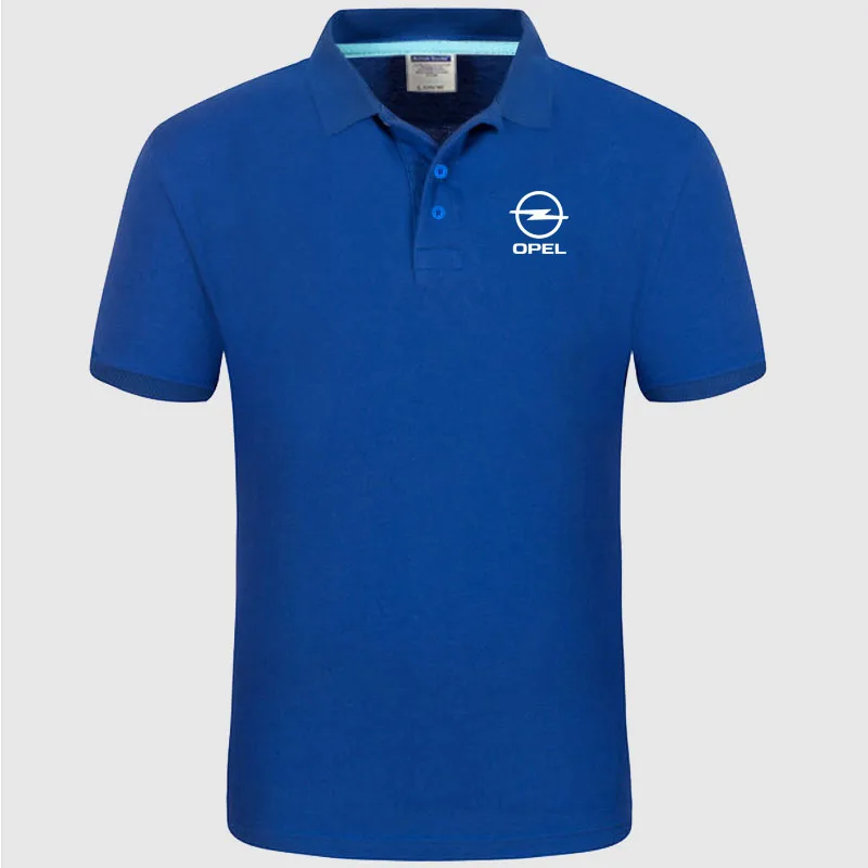 Логотип Opel, мужская летняя рубашка поло с коротким рукавом, Хлопковая весенняя повседневная мужская рубашка Поло - Цвет: Синий