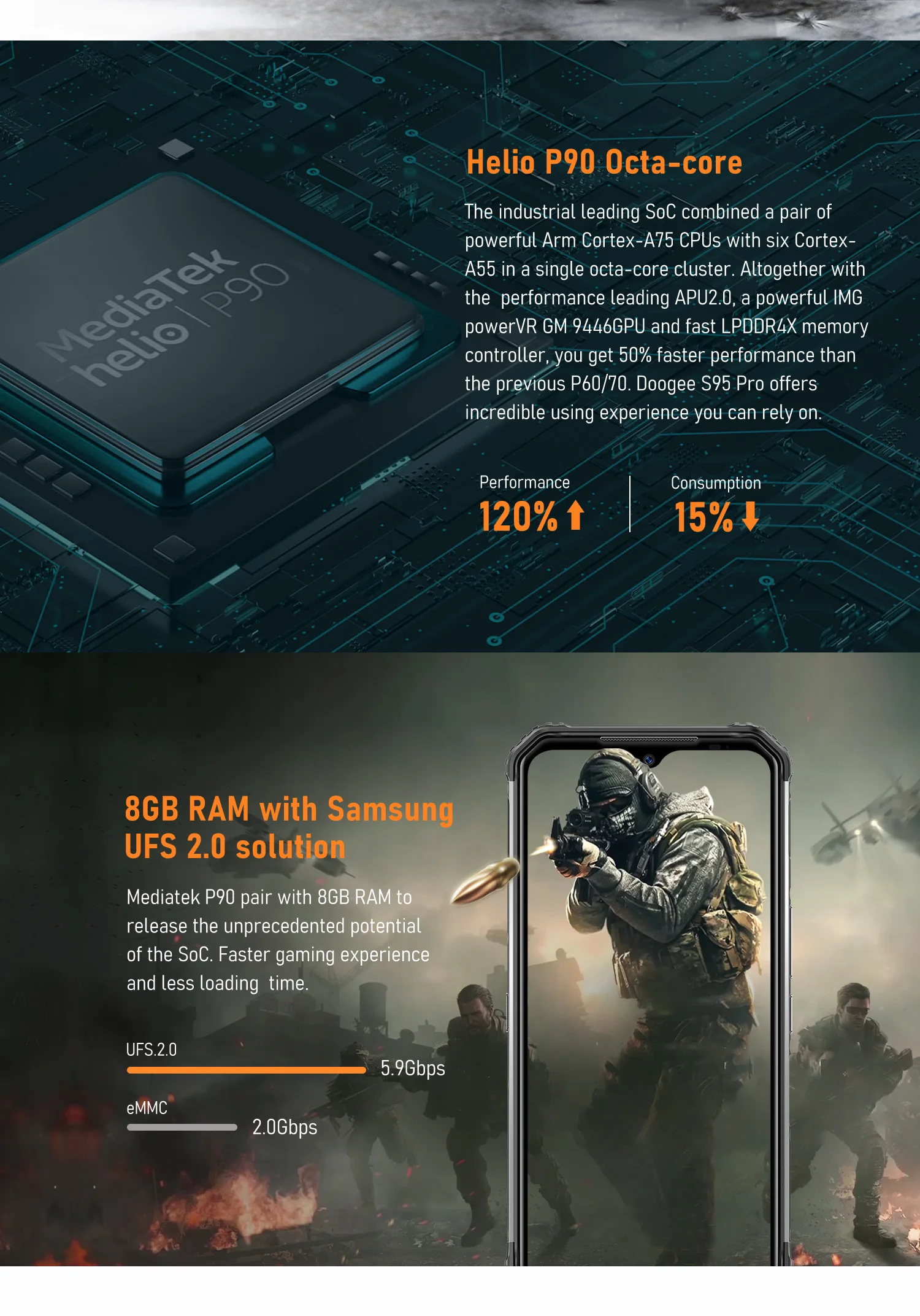 IP68/IP69K DOOGEE S95 Pro модульный прочный мобильный телефон 6,3 дюймов дисплей 5150 мАч Helio P90 Восьмиядерный 8 Гб 128 ГБ 48мп камера Android 9