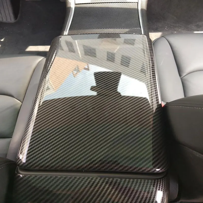 Для Tesla модель 3 подлокотник центральная консоль крышка из углеродного волокна узор 18 19