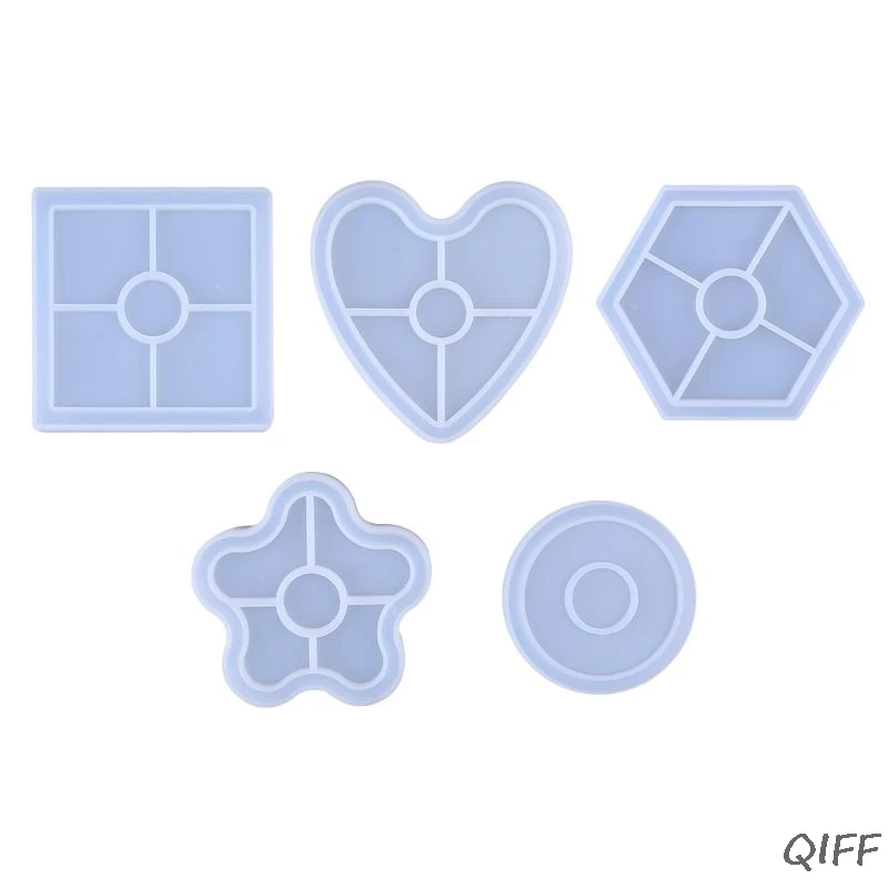 UV Resin Silicone Mold Hexagonal Round Heart-shaped DIY Coaster Flower Square Craft Making Epoxy Molds