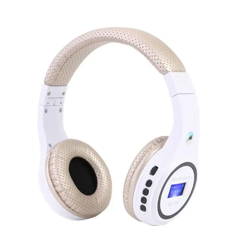 White and Gold BS-N75 Беспроводные стерео Bluetooth наушники с микрофоном светильник Поддержка TF карты FM радио Поддержка ing 3,5 мм аудио соединение - Цвет: White and Gold