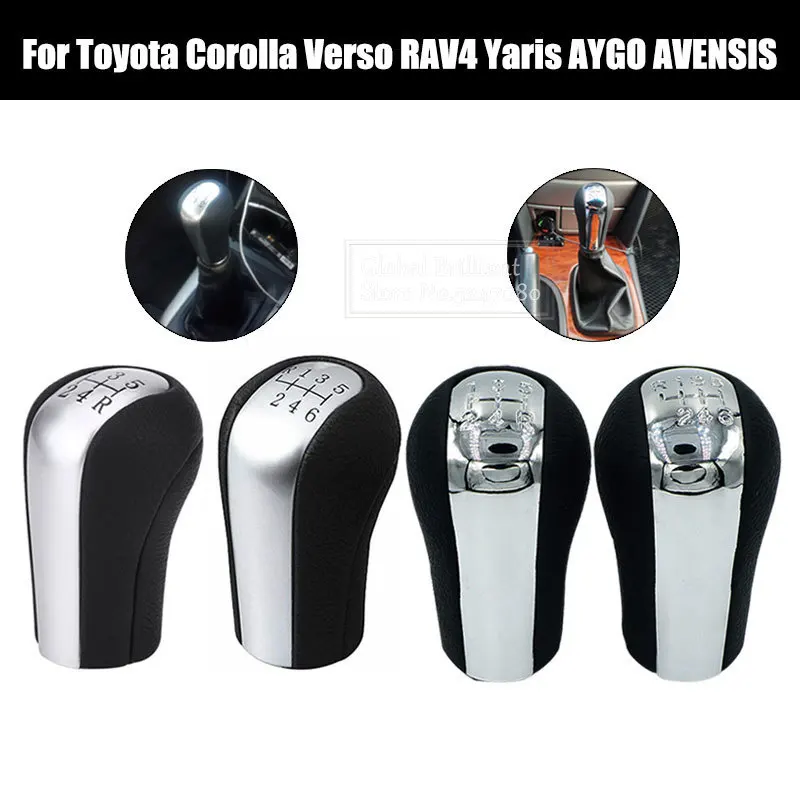 5/6 Speed MT Car Gear Shift Knob PU Leather For Toyota Corolla Verso