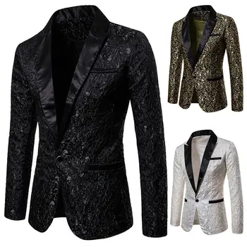 

Fashion Men's Suit Blazers Casual Slim Formal One Button Blazer Tops Club Party Outwear