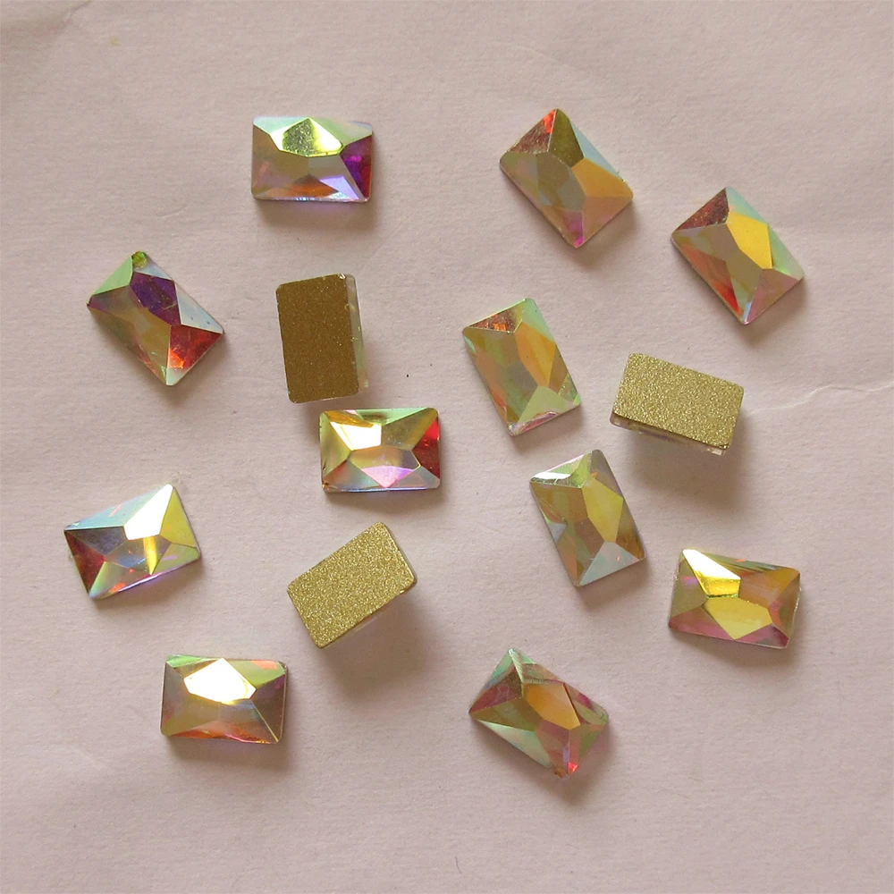 

4x6mm Rectangle Flat Back Glue On Non Hot Fix Rhinestones Crystal AB Flatback Non Hotfix 3D Nail Art Crystals Stones Strass