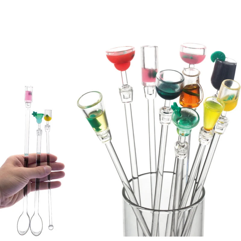 

10Pcs Acrylic Swizzle Mixing Sticks Cocktail Drink Stirring Sticks Mixer Muddler for Restaurant Bar Party Barware Drinking Tool
