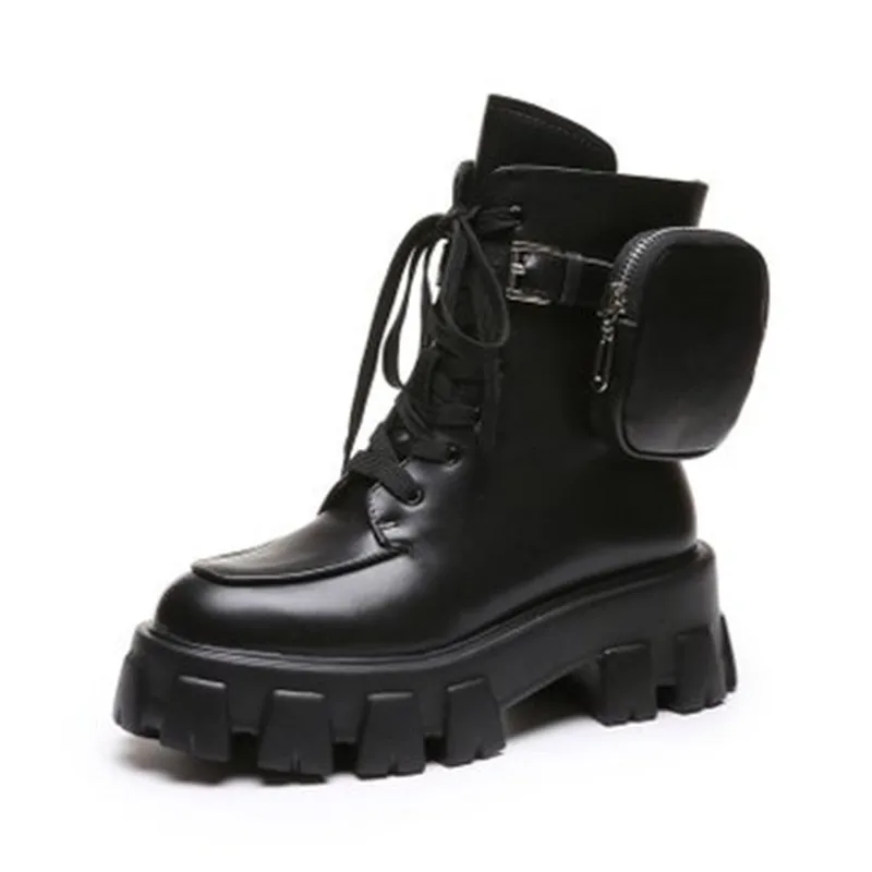 

New arrival wallet ankle boots women 2020 Fashion Martin boots round head lace-up British motorcycle shoes retro female boots