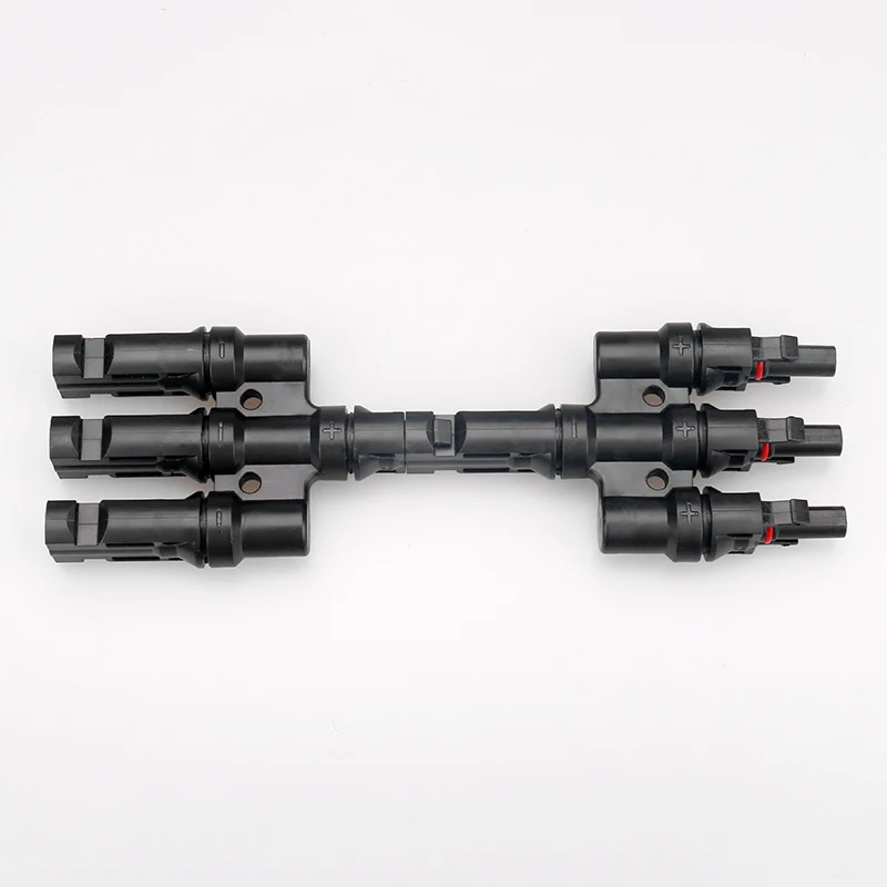 

1Pair M/3F F/3M PV Connector Dustproof Assembly T Shape Solar Four-way Connector