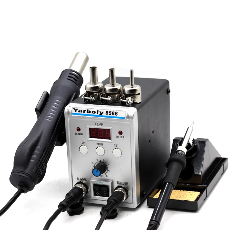 

Yarboly 8586 SMD BGA Rework Solder Station Hot Air Blower Heat Gun Hot Air Blower Welding Soldering Iron Repair Tool