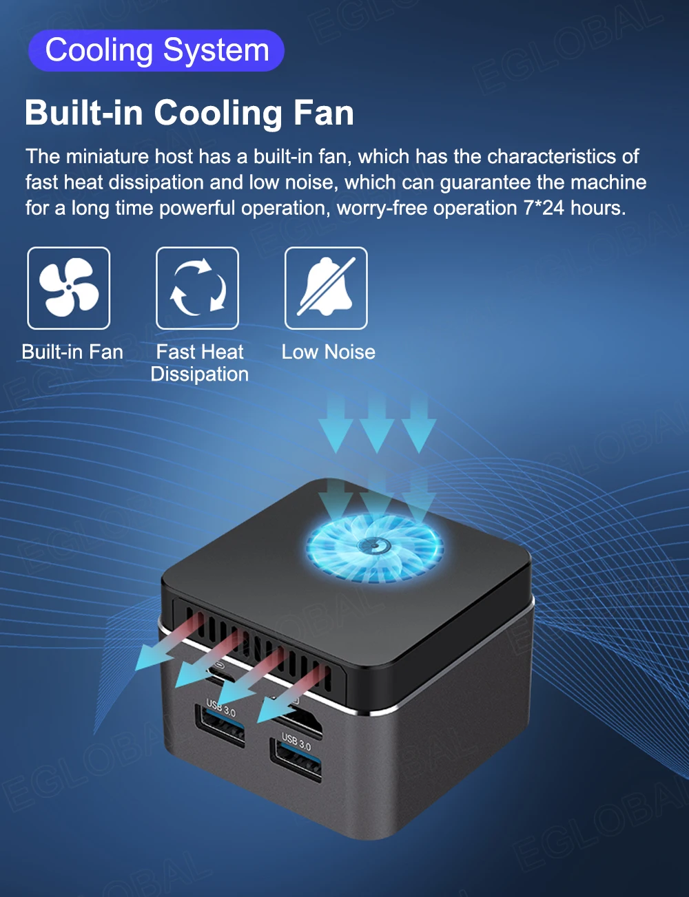 Eglobal Palm Computer with Intel Celeron N4100 Quad-Core, 8GB LPDDR4, 128GB SSD, 2.4G/5G WiFi, BT4.2, Mini PC - Windows 10 Pro Description Image.