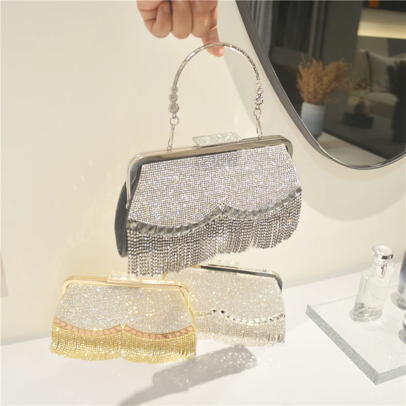 Wholesale 2022 Hot sale Simple fashion mesh grid women party bling party  clutch bag evening bag lady purse hand bag leather purse women From  m.