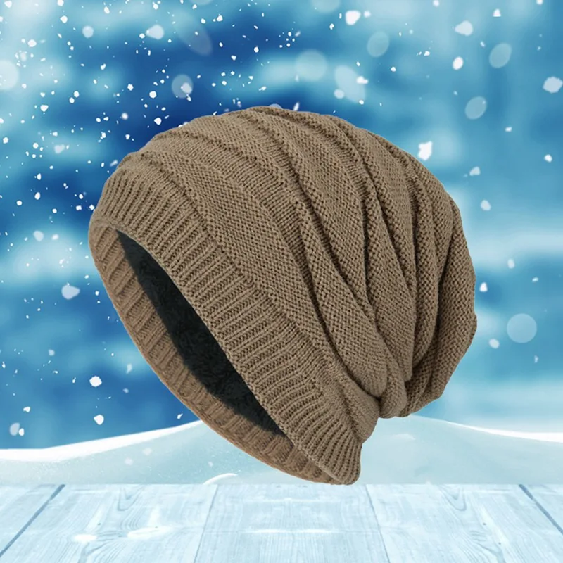 Мужская зимняя шапка Skullies шапки вязаные плюс бархатные Лоскутные цветные шапки Мужская шапка утепленная теплая