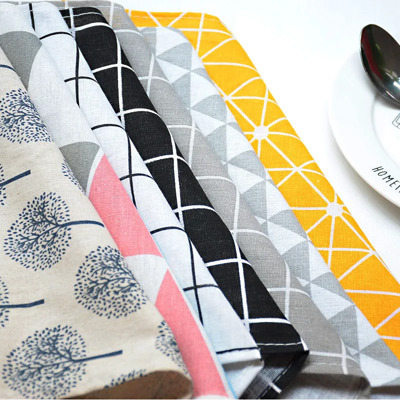 1 шт., клетчатая хлопковая салфетка, японский модный стиль, тканевые настольные коврики, салфетки, простой дизайн, посуда, кухонный инструмент