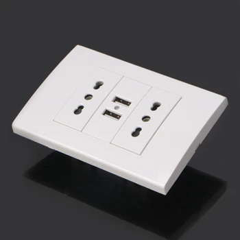 

Wall Power Socket Plug, Double Italian / Chile Electrical Outlet With 1000mA Dual USB Charger Port for Mobile