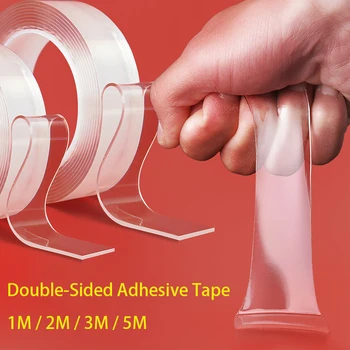 

3/2/1m Home Reusable Double-Sided Adhesive Tape Waterproof Nano Traceless Tape Transparent Removable Sticker for Kitchen Bath