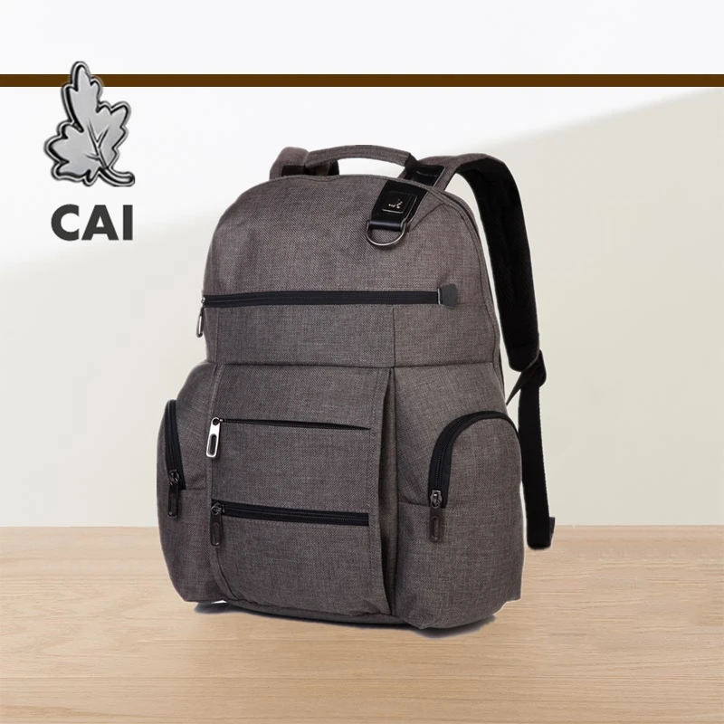 CAI Multi-Pocket Men Laptop Backpack Unique Design School Bag Casual Travel Bag bookbag Anti-Theft Back Pack Bags High Capacity