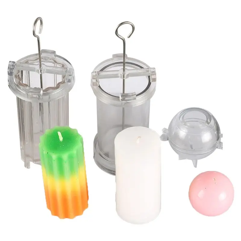 

3 Pcs Sphere Cylindrical Stripe Acrylic Candle Mold Handmade Wax Soap Mould Gift
