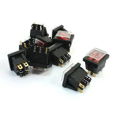 

10PCS AC 125V/20A 250V/15A Red Illuminated Two SPST Waterproof Rocker Switch