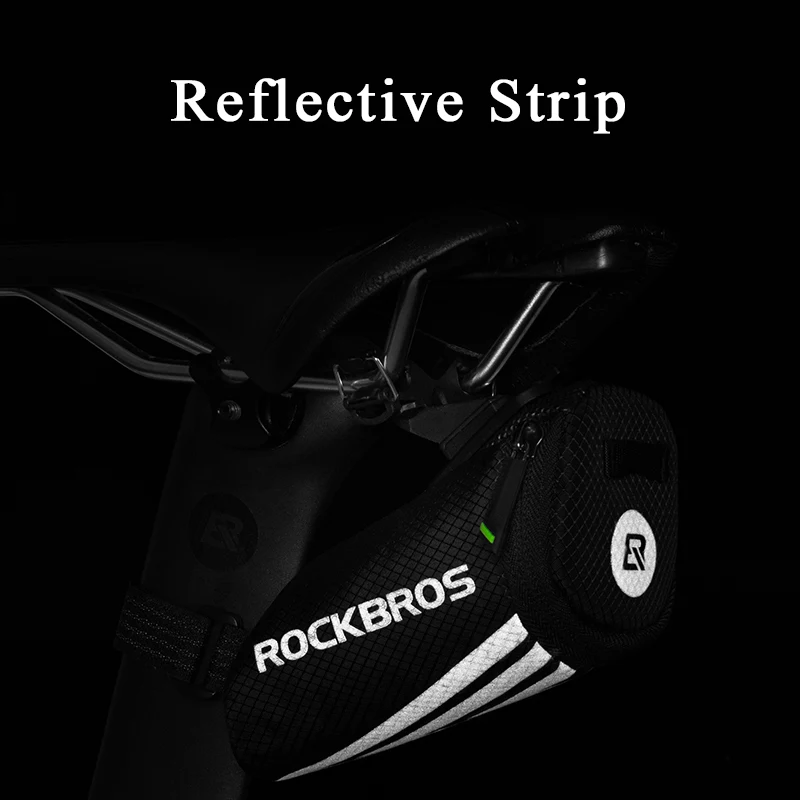 Top ROCKBROS Bike Mini Tail Bag Cycling Portable Nylon Rear Pocket MTB Bicycle Small Reflective Seat Saddle Package Bike Accessories 5