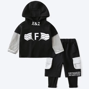 

2-piece new boys' suit boy's clothing children's Hoodie children's clothing children's jogging suit children's striped suit