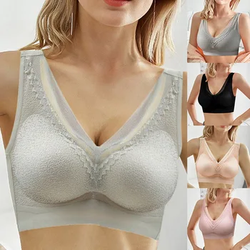 

Sexy V Neck Bras For Women Brassiere Push Up Padded Seamless Comfortable Bralette Solid Lace 2020 Women Bra Plus Size Sleep Bra