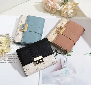 

2020 new wallet student Korean version ins Japanese Mori short short tri-fold card package all-in-one package