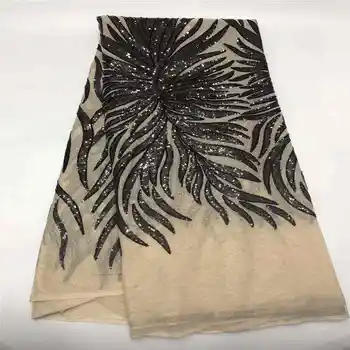 

High quality African lace fabric 2019 latest African lace lace black Nigeria lace lace fabric sequins