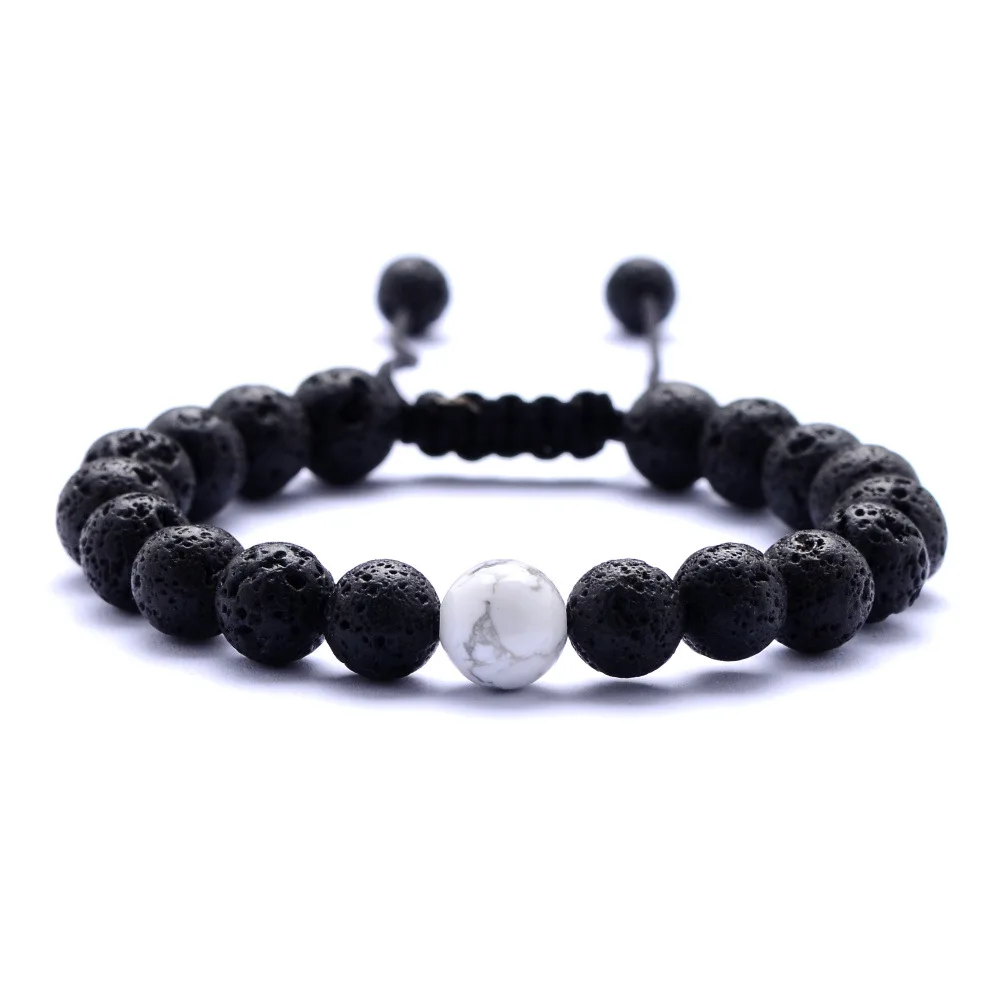 8mm Natural Howlite Black Lava Stone Bracelet DIY Aromatherapy Essential Oil Diffuser Women Men jewelry | Украшения и аксессуары