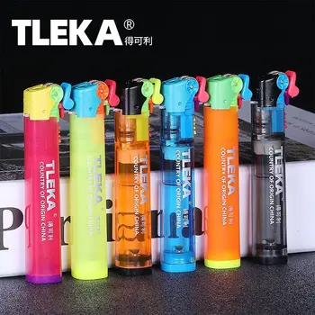 

2020 TLEKA lighter fire-free printing clipper nylon explosion-proof portable butane grinding wheel inflatable lighter gadget