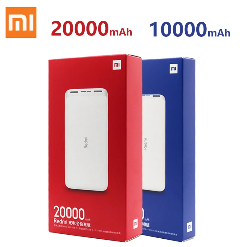 Xiaomi Redmi Power Bank 20000mah 10000mah 18w Quick Charge Xiaomi Redmi Power Bank Dual Usb Two Way Charging Portable Charger Battery Accessories Aliexpress