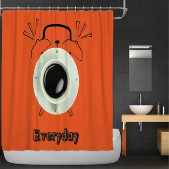 

Clock Shower Curtain,Cup of Fresh Espresso with Clock Sign with Hooks,36''W x 72''H