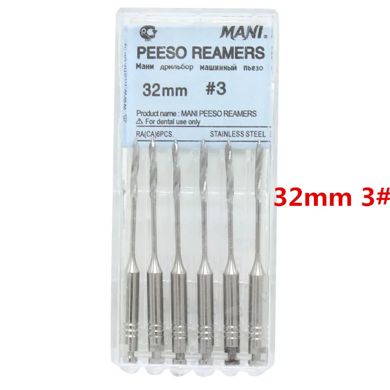 32mm 3 6 шт./кор. для детей возрастом 1-6# зубные эндодонтические файлы развертки дрель боры Peeso фрезы эндо файлы Peeso стоматологических инструментов стоматологическое лабораторное инструмент - Цвет: 32mm 3