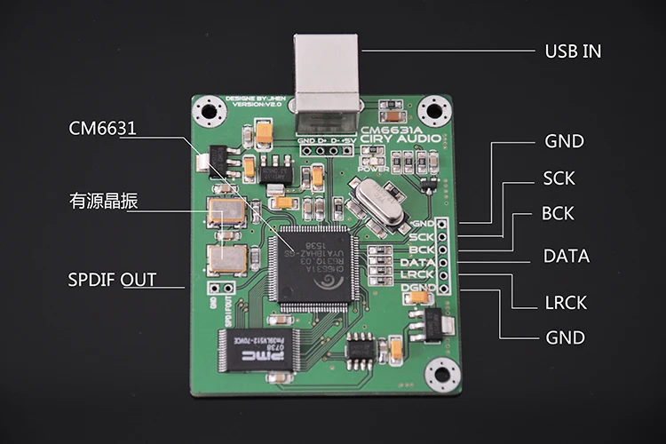 CM6631A модуль цифрового интерфейса DAC Плата USB к IIS SPDIF Выходная выборка 24Bit 192K 384K ASIO |
