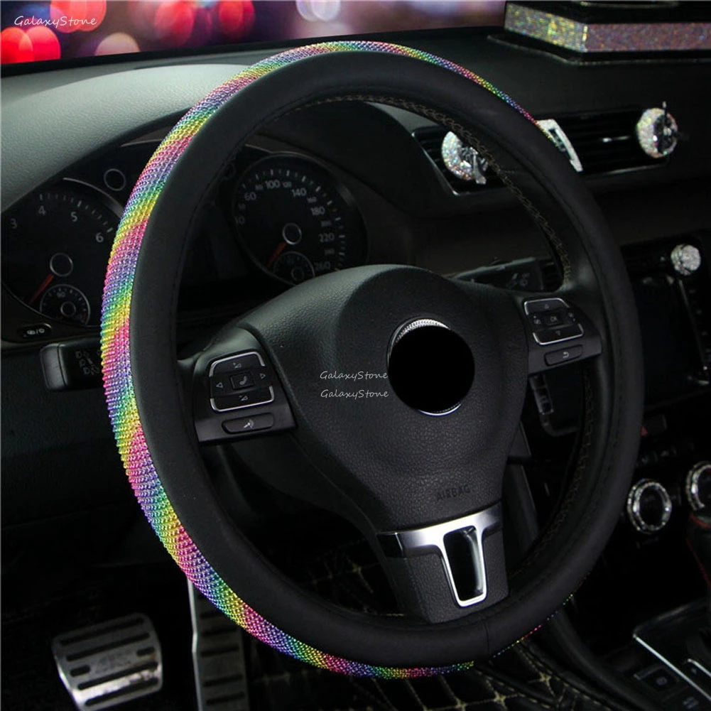 Bling Rainbow красочные 38 см Кожаный чехол рулевого колеса автомобиля дышащий Нескользящий Захват
