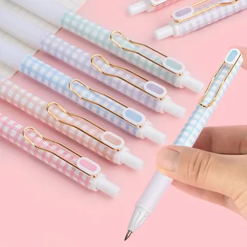 

5pcs 0.5mm Color Lattice Quick-drying Gel Pen Set School Student Girl Color Ink Pen Stationery Kawai Bullet Journal Supplies Pen