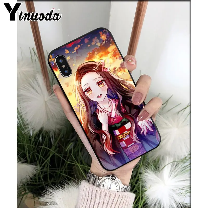 Yinuoda аниме Demon Slayer Kimetsu no Yaiba TPU мягкий черный чехол для телефона Apple iPhone 8 7 6 6S Plus X XS MAX 5 5S SE XR - Цвет: A15