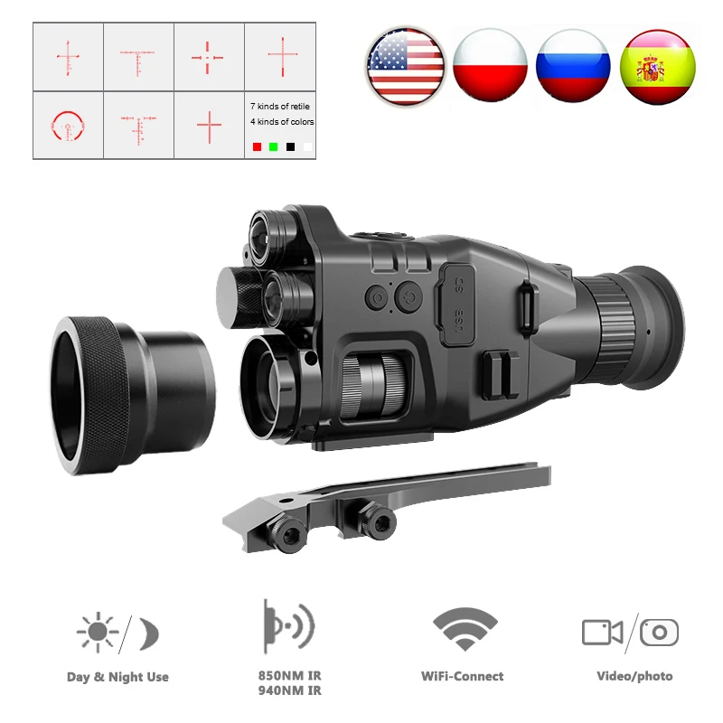 Henbaker 940nm инфракрасный прицел ночного видения CY789A 24x30 цифровой Монокуляр 1080P HD