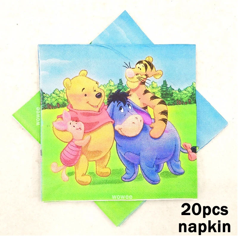 20Napkin 6 шт., шумодушитель с изображением медведя Винни, праздничные принадлежности для дня рождения, праздничные украшения, Вечерние Декорации - Цвет: 20Napkin