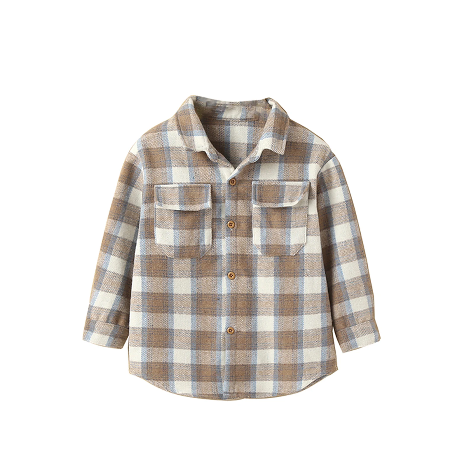 Infant Kids Baby Girl&rsquo;s Boys Casual Lapel Shirt Long Sleeves Check Pattern Single-breasted Tops Blouses Plaid Shirts
