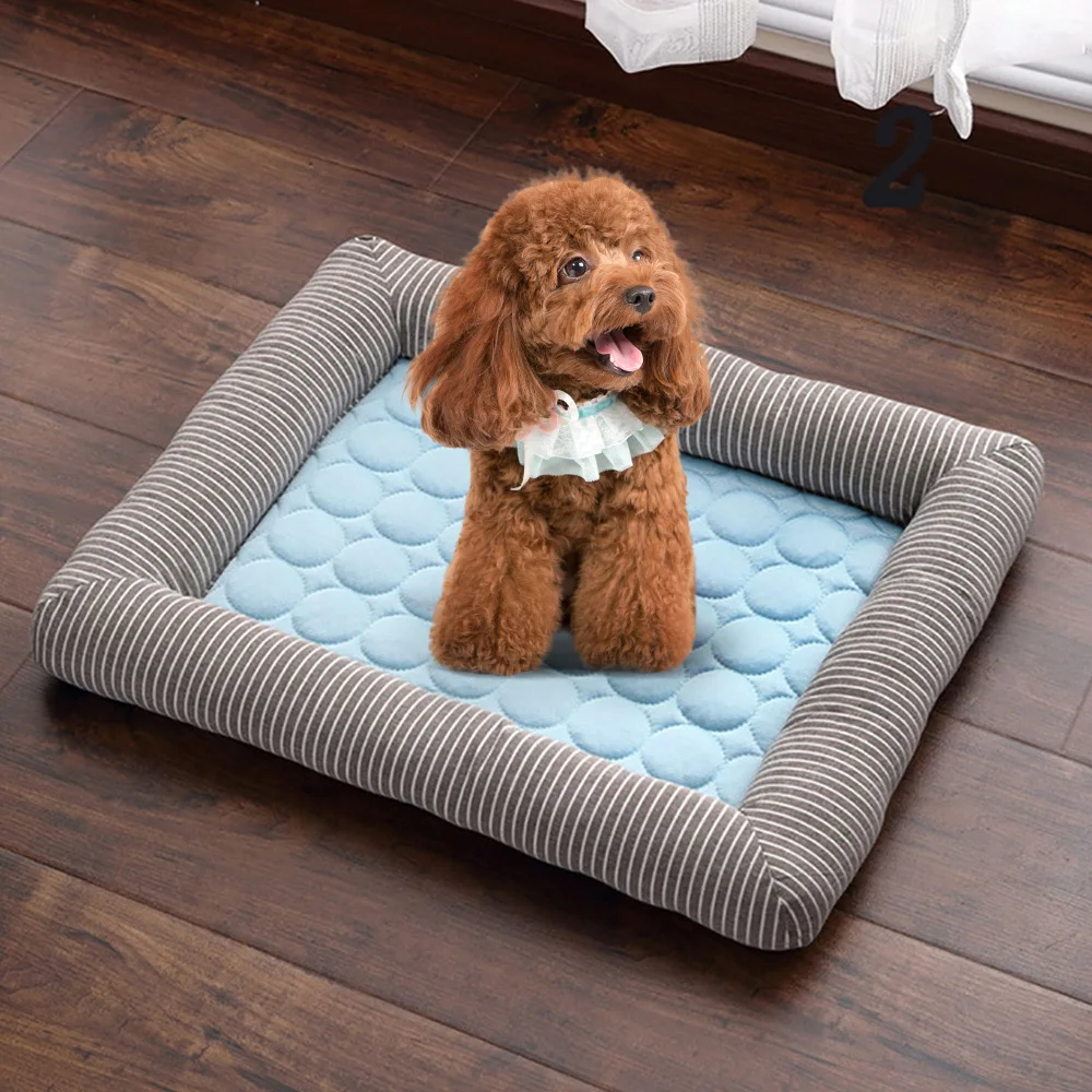 

1PC Soft Cloth Plaid Dog Cooling Mat Cats Kennel Pad Nest House For Small Medium Dogs Striped Dog Bed Sofa Mat Pet Accessories