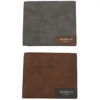 

DEABOLAR 2 Pcs Brand Wallet Purses Slim Men's Retro Wallets Men Thin Wallets Gray & Brown
