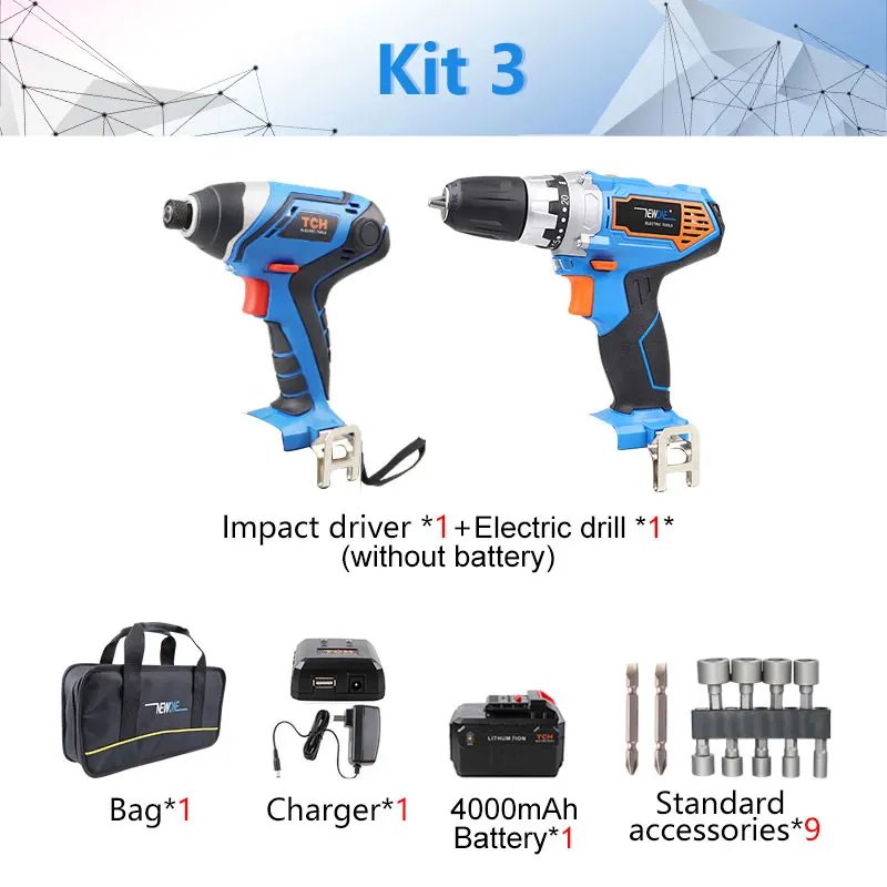 ТЧ 16 В аккумуляторная отвертка перезаряжаемая многофункциональная электрическая дрель электроинструменты с 4А литиевой батареей - Цвет: Kit 3