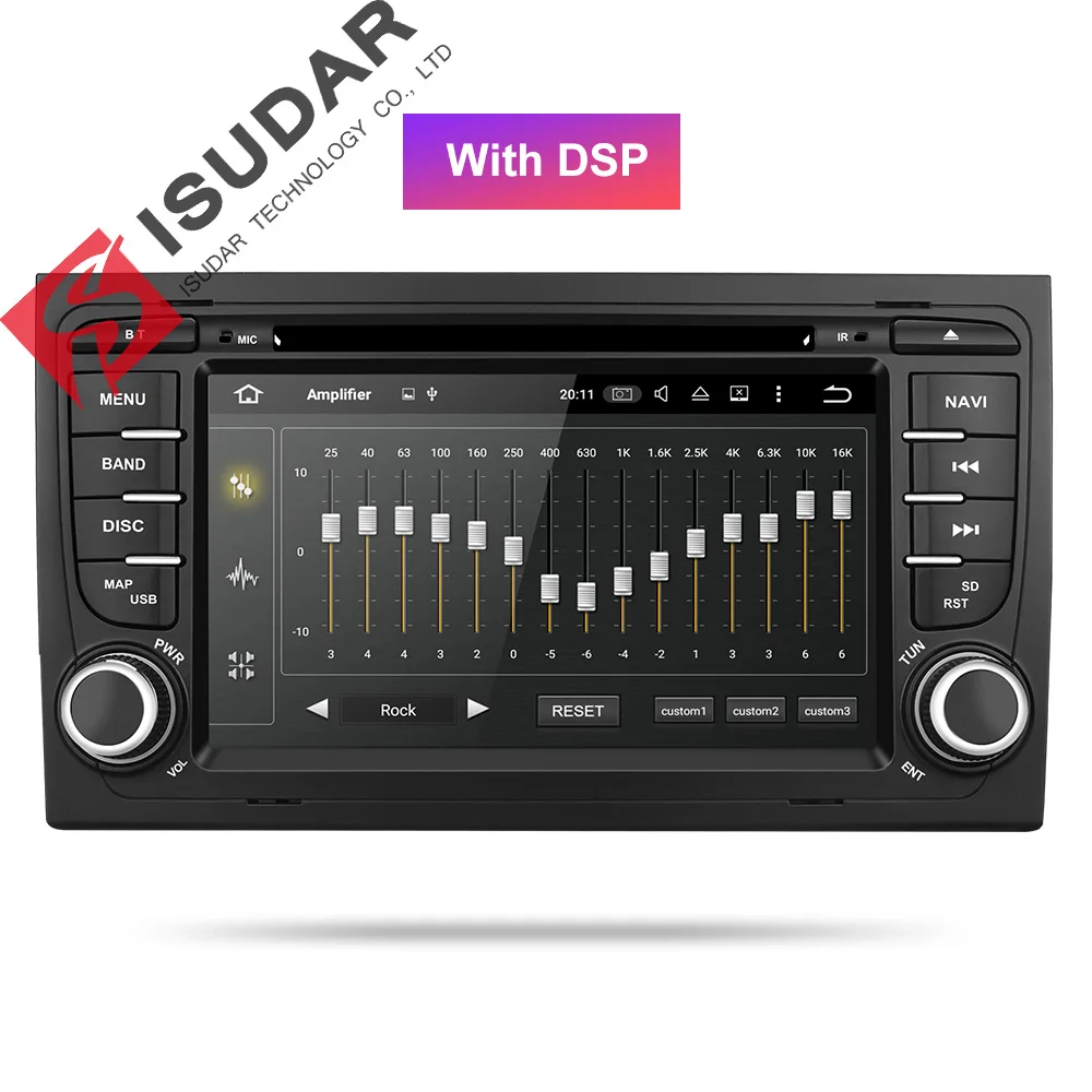 Isudar 2 Din Car Multimedia Player GPS Android 9 DVD Automotivo For Audi/A4/S4 2002-2008 Radio Quad