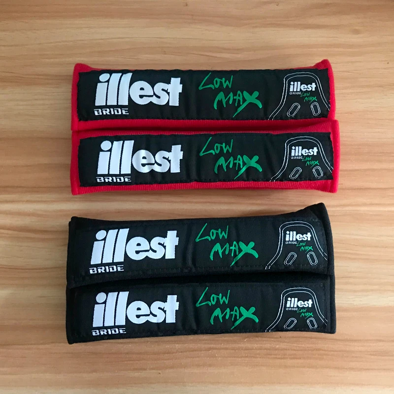 JDM illest emblem Hella Flush Car soft seat belt cover cotton shoulder pad for toyota honda nissan mazda mitsubishi accessories |
