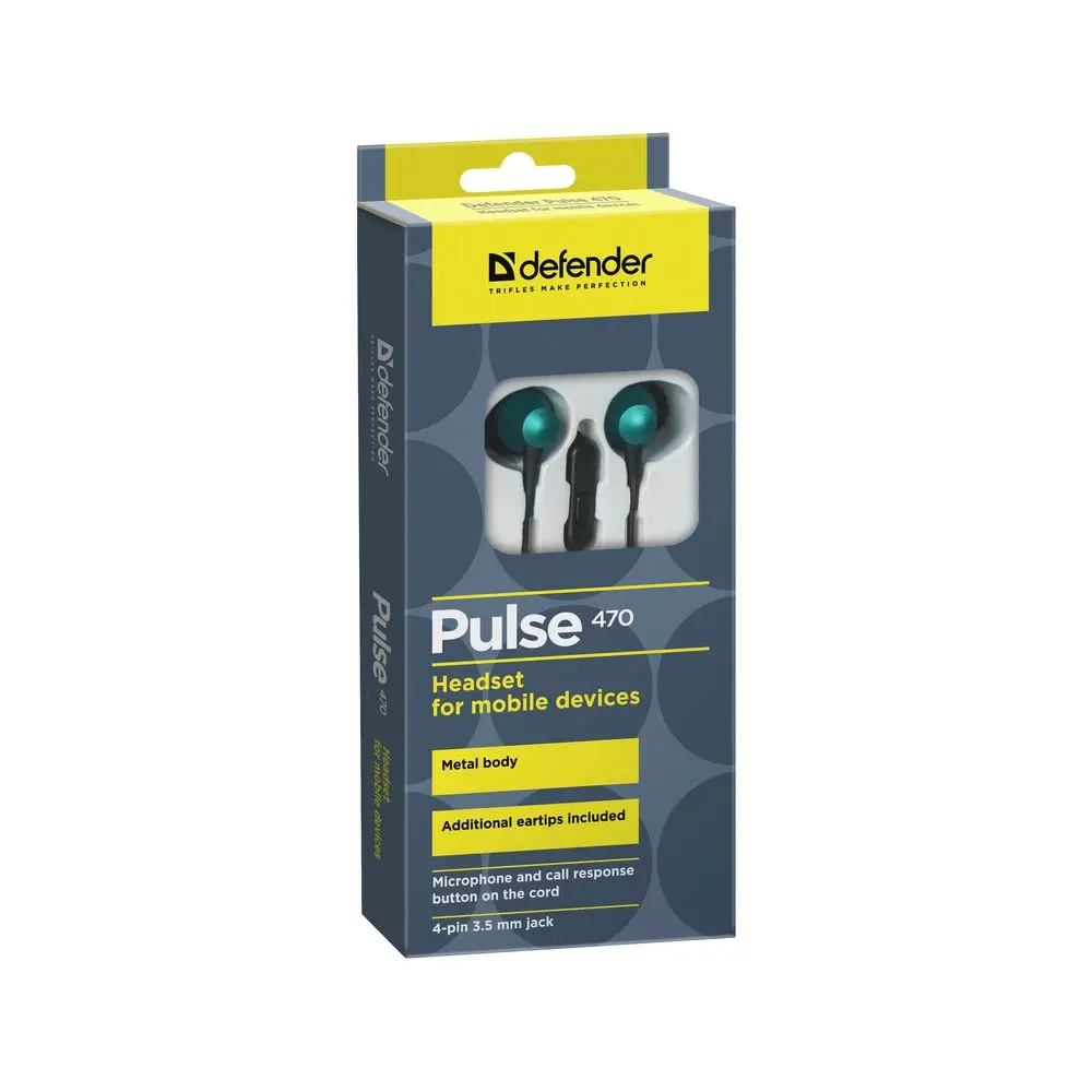 Гарнитура Defender Pulse 470 черный+зеленый, вставки