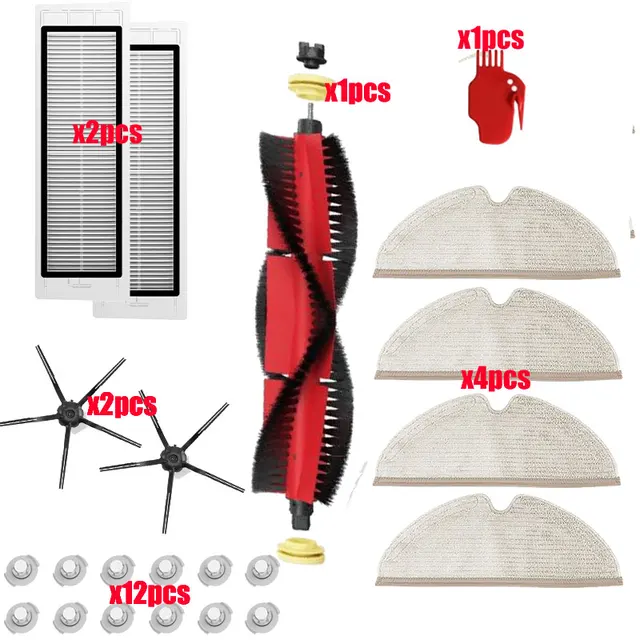 For Xiaomi Roborock S5 Max S6 S50 S51 S55 Vacuum Cleaner Part Accessories HEPA Filter + Side Brush + Main Brush + Mop Cloths V