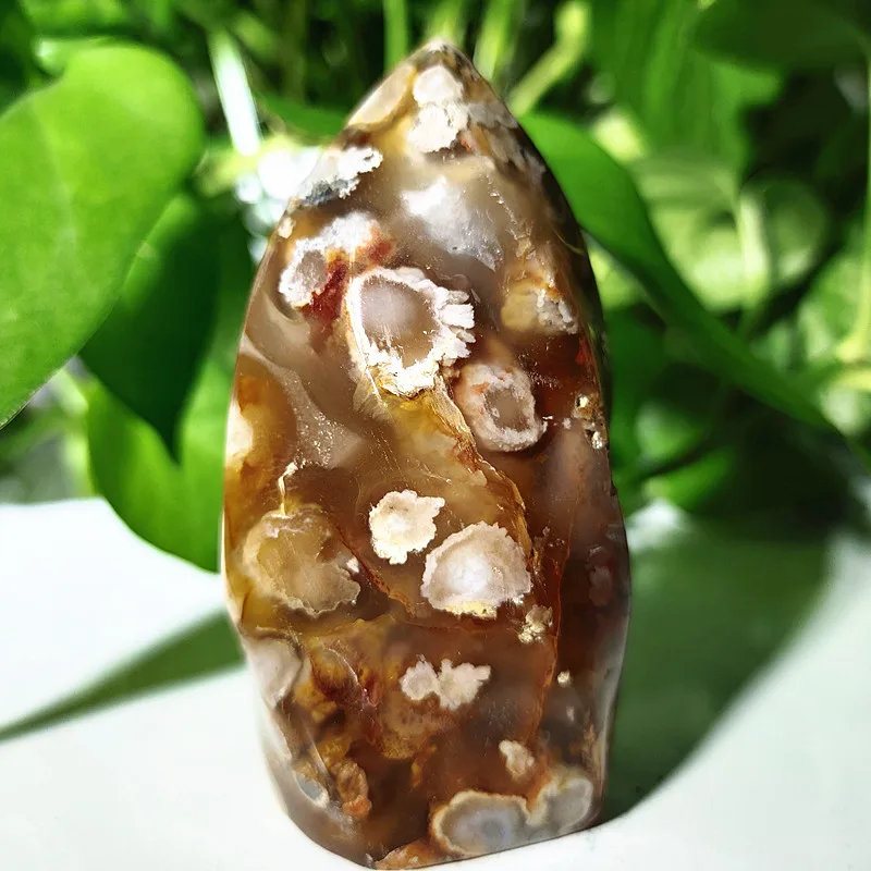 100% натуральный камень Сакура агат Кристалл пламя украшение дома Агат мороженое