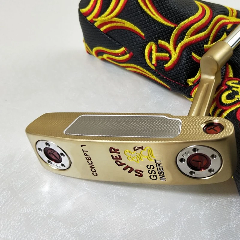 Nieuwe Model Limited Edition Concept 1 Black Putter Goud verf Rode Grip Wit Putter Headcover Beschik Nieuwe Model Limited Edition Concept 1 Black Putter Goud verf Rode Grip Wit Putter Headcover Beschik
