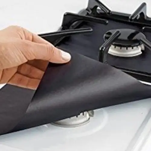 4Pcs Stove Protector Cover Removable Easy Clean Square Foil Gas Hob Protector Liner Stove Protection Mat